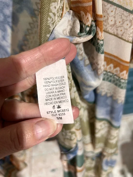 Three Bird Nest Olive Multi Chevron Kimono Cardigan semi sheer ruffled NWT s/m - Picture 5 of 10